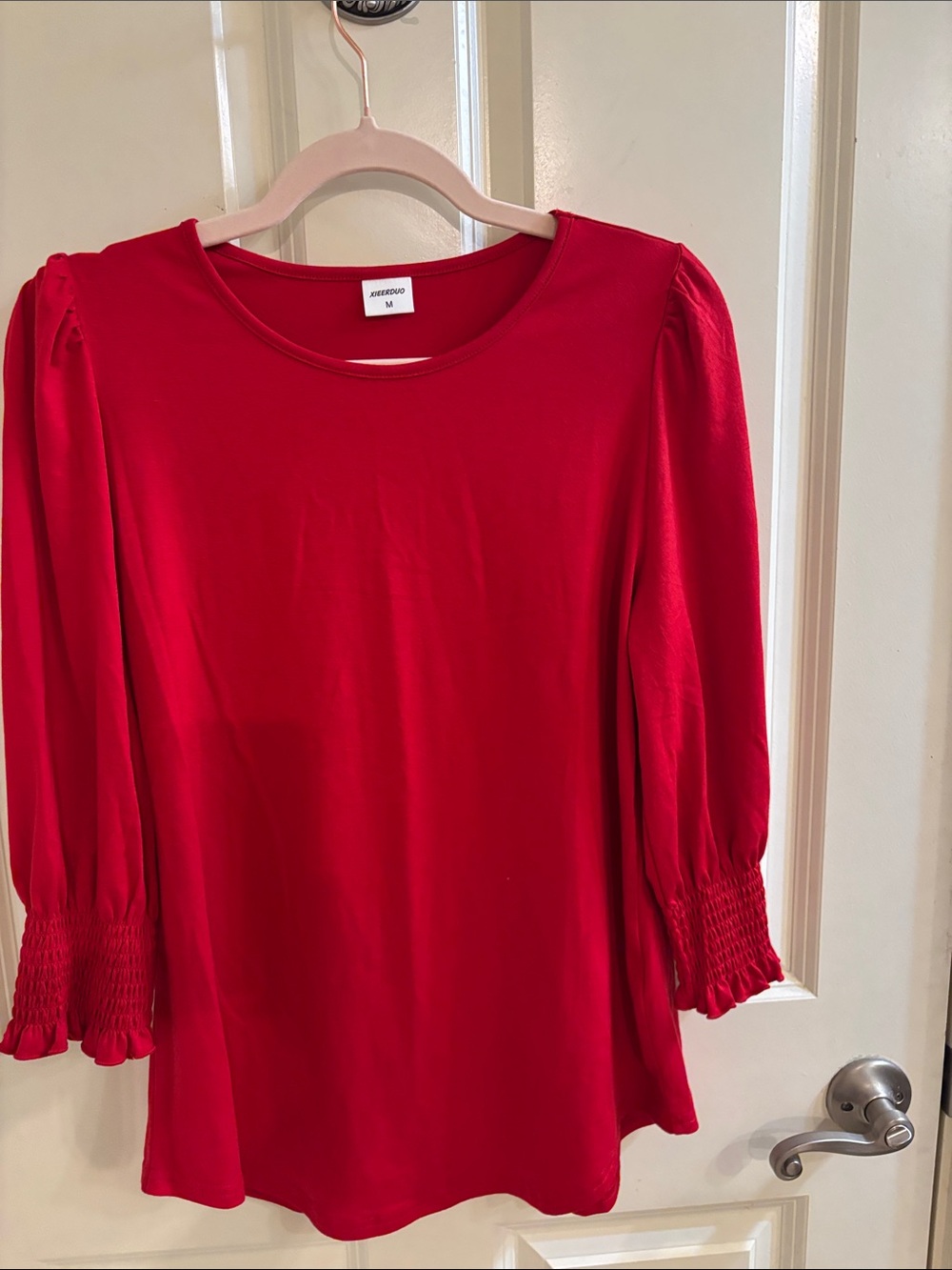 Women’s Red Puff-Sleeve Blouse - Unknown Brand